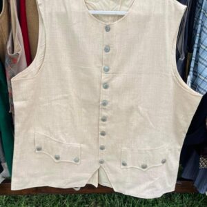 18th Century Revolutionary War Waistcoat with Linen, Pewter Buttons and Working Pockets