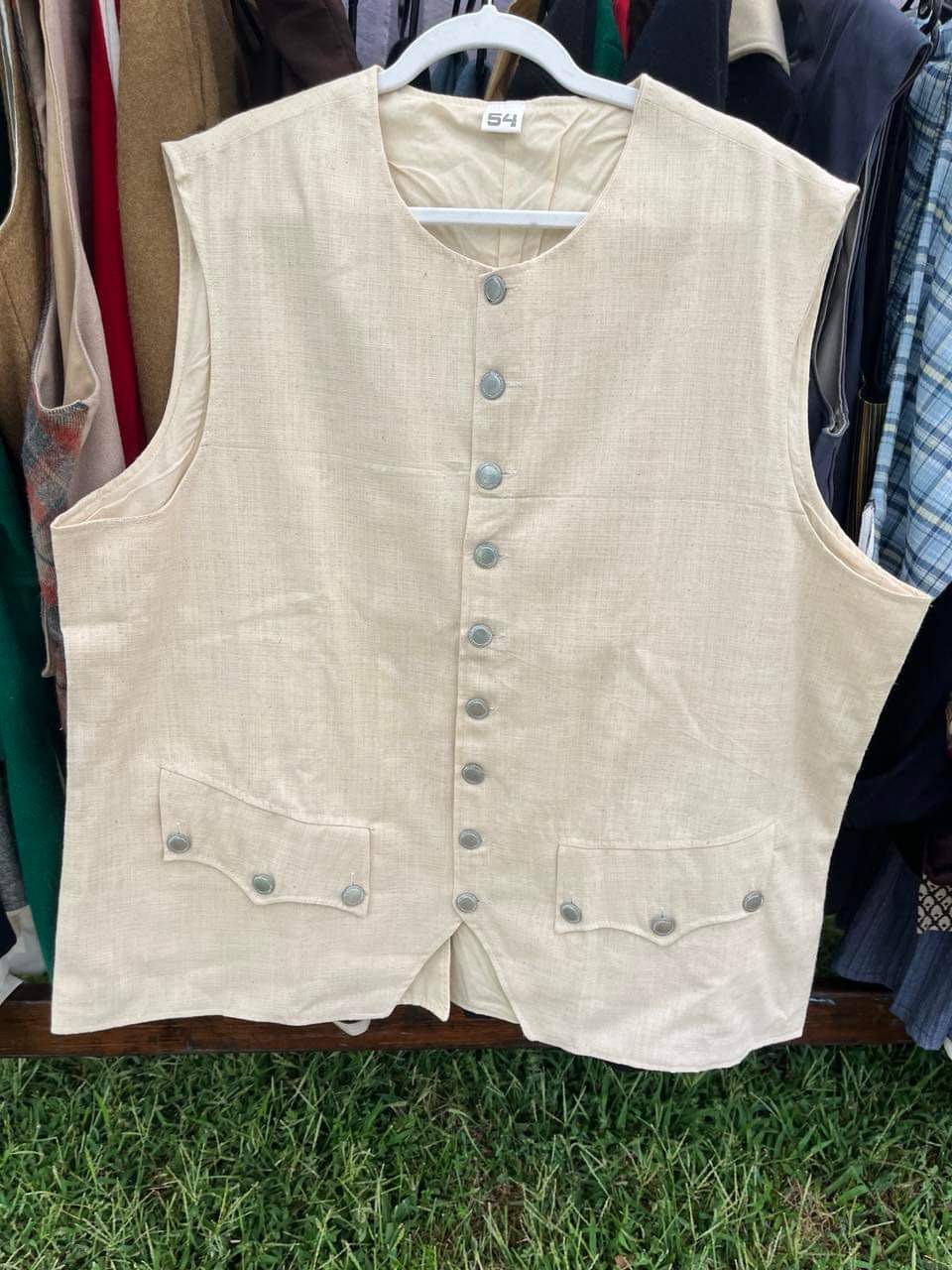 18th Century Revolutionary War Waistcoat with Linen, Pewter Buttons and Working Pockets